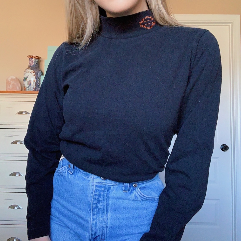 Harley Davidson Embroidered Mockneck Tee